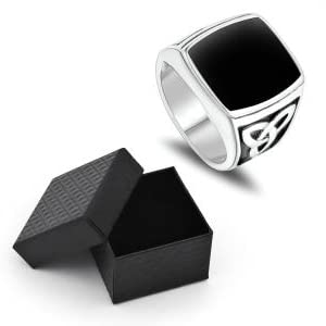 SANNIDHI Titanium Steel Ring for Men with Gift Box,Vintage Carving Pattern Rings Wide Signet Ring Silver,Diameter 18.1(No.8) SANNIDHI Titanium Steel Ring for Men with Gift Box,Vintage Carving Pattern Rings Wide Signet Ring Silver,Diameter 18.1(No.8)